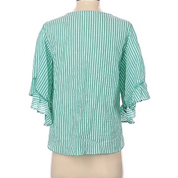 LC Lauren Conrad Plus Size Seersucker Flounce Blouse - Picture 3 of 11